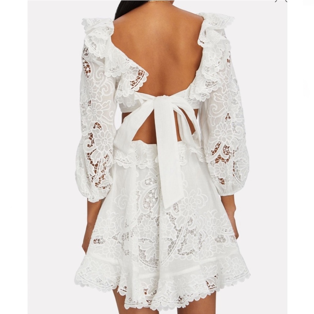 ZIMMERMANN Lulu Ruffled Cut-Out Mini Dress Size AU 2 / US 8 - Picture 2 of 15
